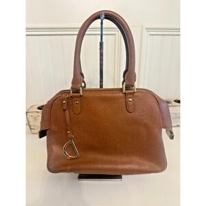 Lauren Ralph Lauren Satchel Bag Womens Medium Brown Leather Top Handle Purse